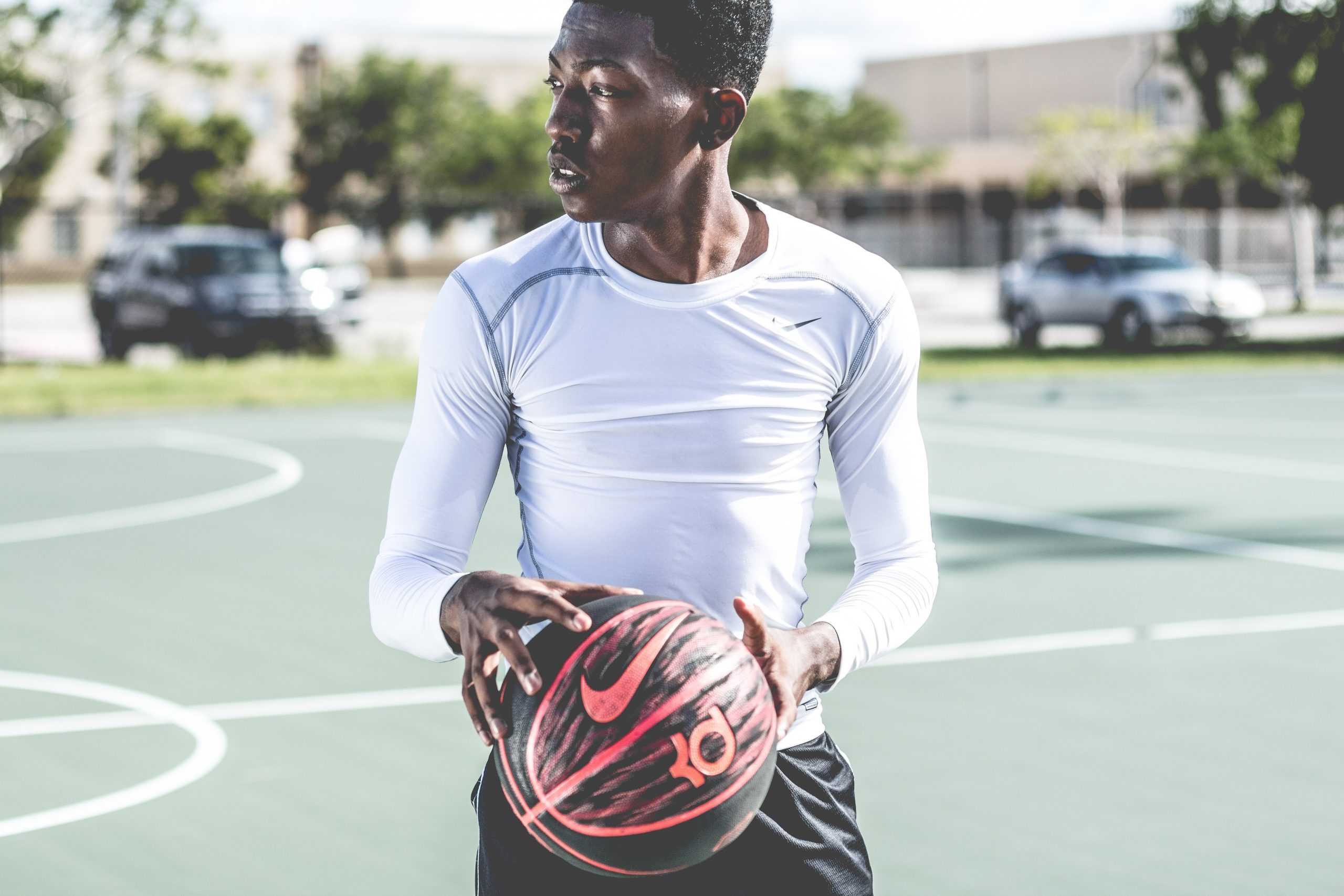 African American Athlete with basketball