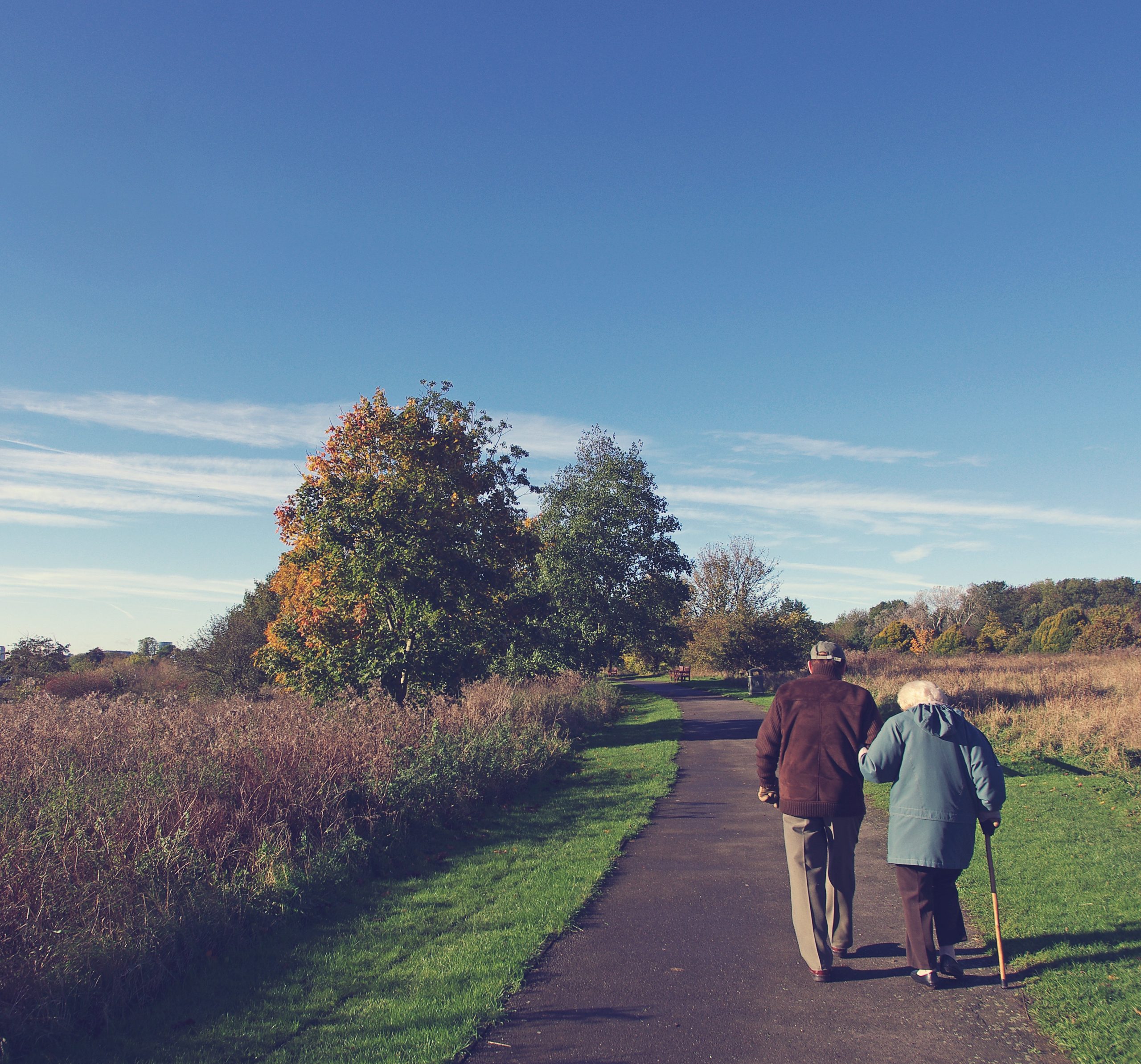 Older couple walking