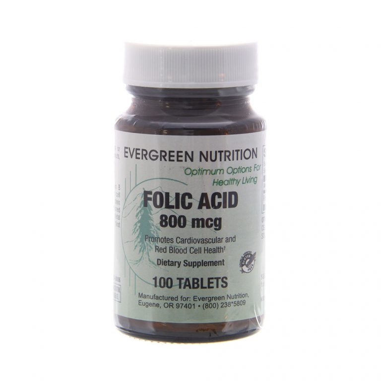 Evergreen Nutrition | Folic Acid 800 Mcg | 100 Tablets - Evergreen ...